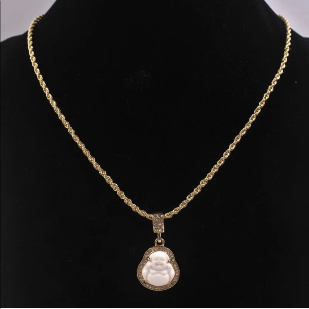 Laughing Buddha With Gold Twisted Chain - Picture 3 of 11